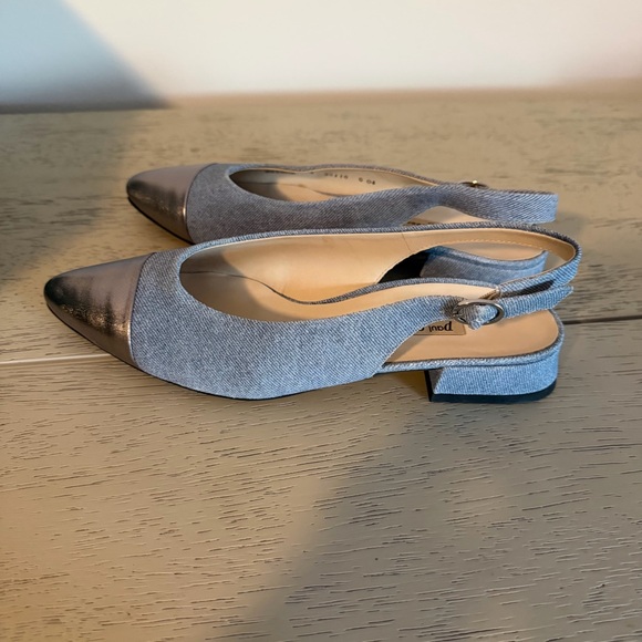 $389 NWT Paul Green 6.5 Ynez Clay Denim Jeans Combo Slingback Flats Pointed Toe - Picture 5 of 7
